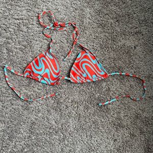 Allover Print Halter Triangle Bikini Top